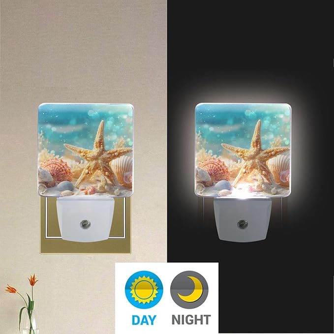 Seashell Starfish Night Light LED Plug in Nightlight Light Sensor Dusk to Dawn - Image 5