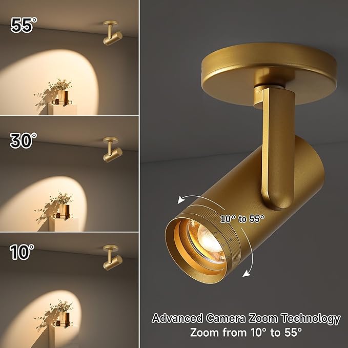 12W LED Gold Dimmable Zoomable Ceiling Spotlight Indoor – Adjustable Surface - Image 2