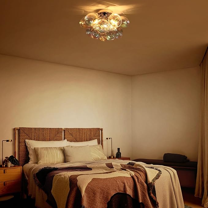 GoYeel Glass Bubble Chandelier Lighting Colorful Bedroom Ceiling Light - Image 8