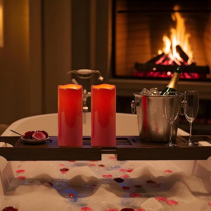 Homemory 4"x10" Burgundy Flameless Candles, Outdoor Waterproof Flameless Candles - Image 7