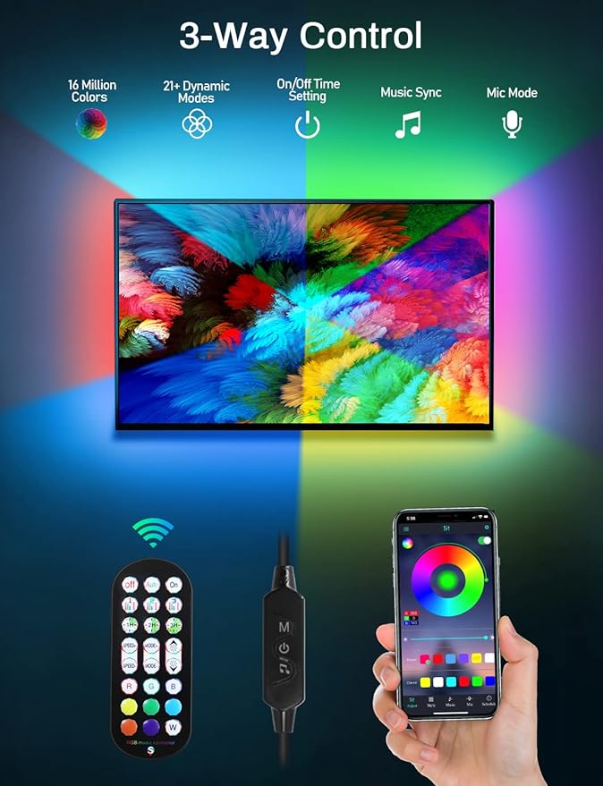 MATICOD LED Lights for TV Led Backlight, 16.4ft RGB Led Strip Lights for TV - Image 2