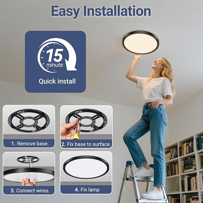 6PACK 32W 3520LM LED Flush Mount Ceiling Light Fixture, 15.8 Inch 2700K 3500K - Image 3