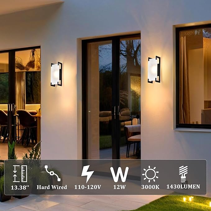 Alighting Modern Black LED Outdoor Wall Sconce – Waterproof Exterior Lighting - Image 3