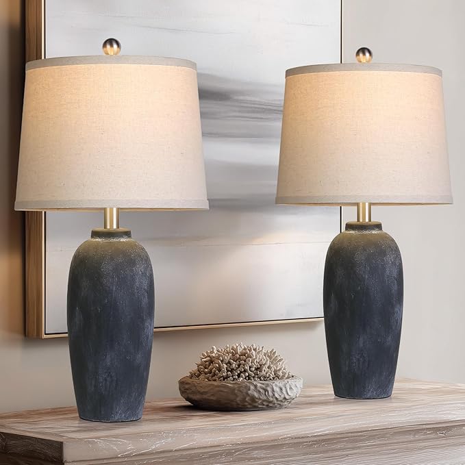 25“ Jar Table Lamps Set of 2, Ceramic Bedside Lamps by MouvovoLighting