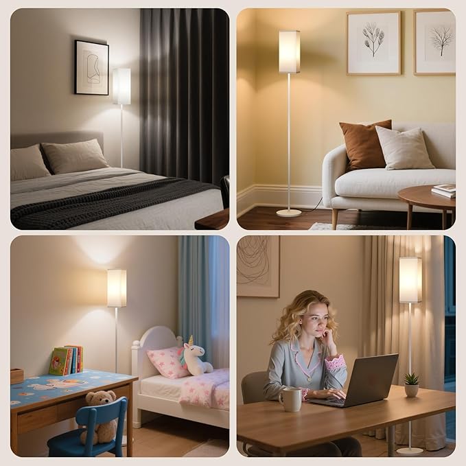 64.6" Floor Lamp, Pole with Foot Switch, Modern Standing Lamp Lampshade - Image 8