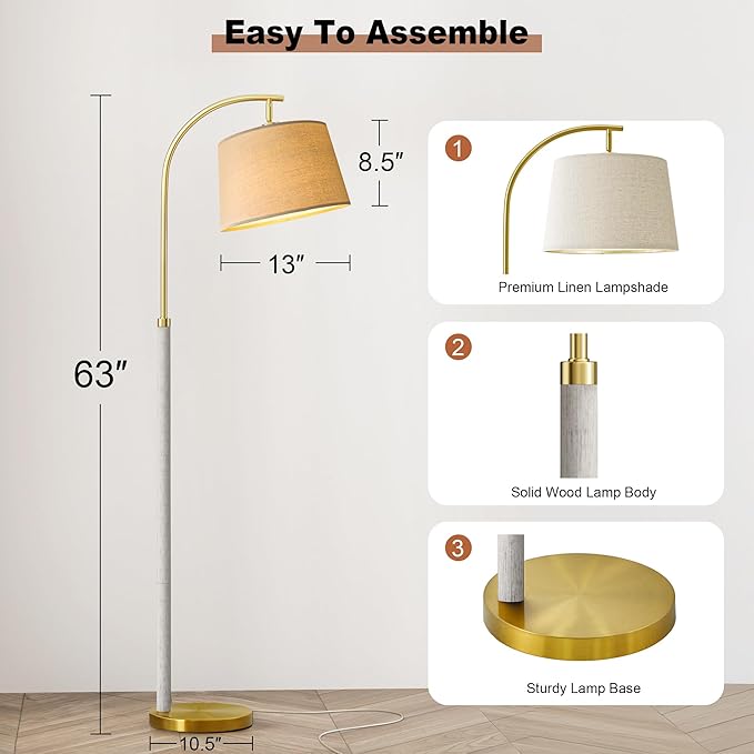 63" Wood Floor Lamps for Living Room - Image 6