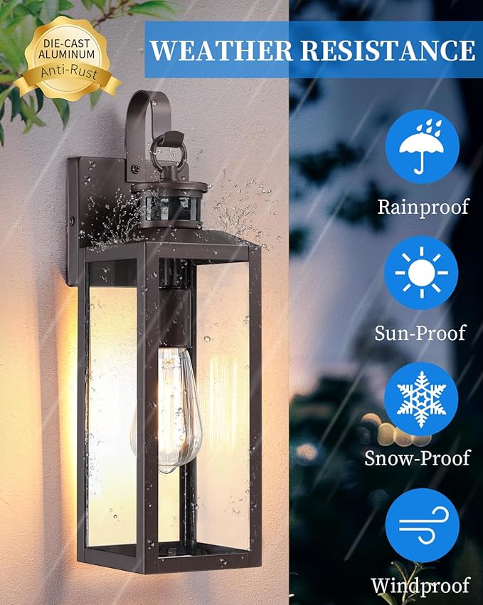 17'' Motion Sensor Outdoor Lights Wall Mount, Dusk to Dawn Exterior Light - Image 6