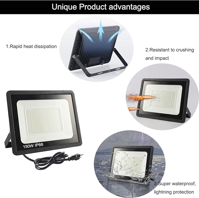 2 Pack-250W LED Flood Light Outdoor, 30000LM LED Work Light - Image 8