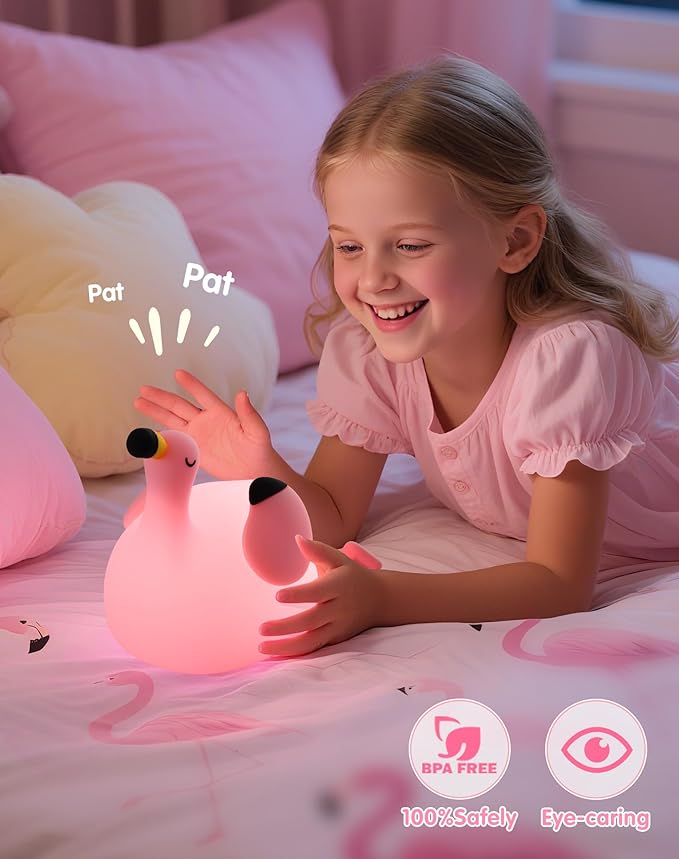 YISUN Flamingo Night Light for Kids, Soft Silicone Nursery Night Lamp - Image 5