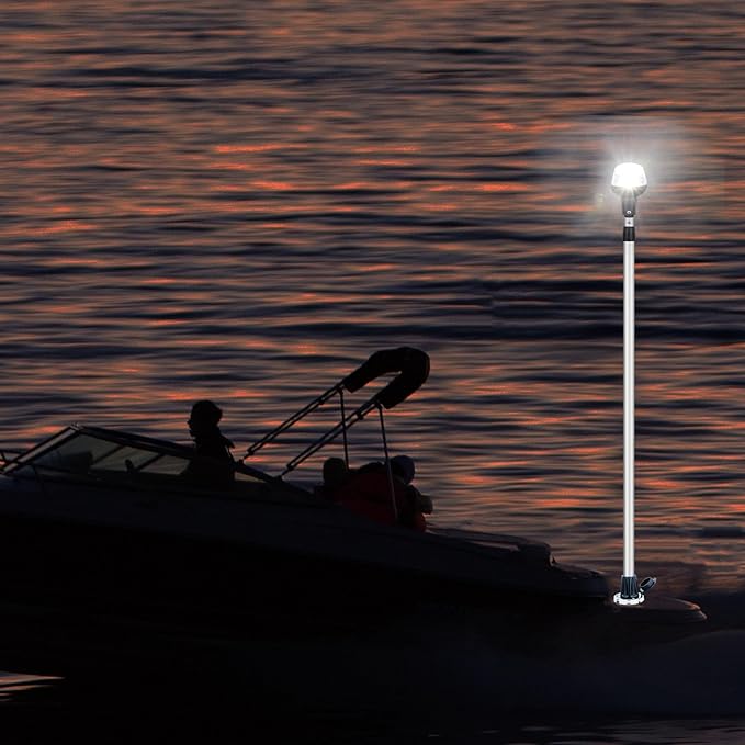 Telescoping Stern Light Anchor Light LED Extension Boat Navigation Lights Pole - Image 4