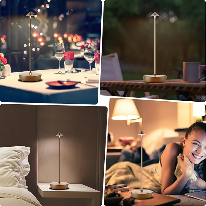 Rechargeable Cordless Table Lamp, Portable Powered LED Battery 6000mAh Metal - Image 5