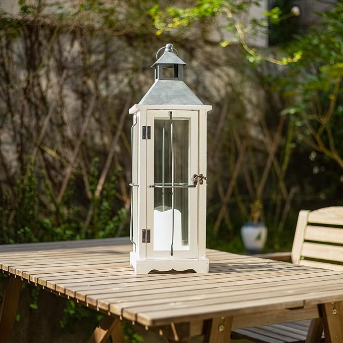 Bdor 26in Farmhouse White IP65 Waterproof Wood Metal Decorative Lanterns - Image 3