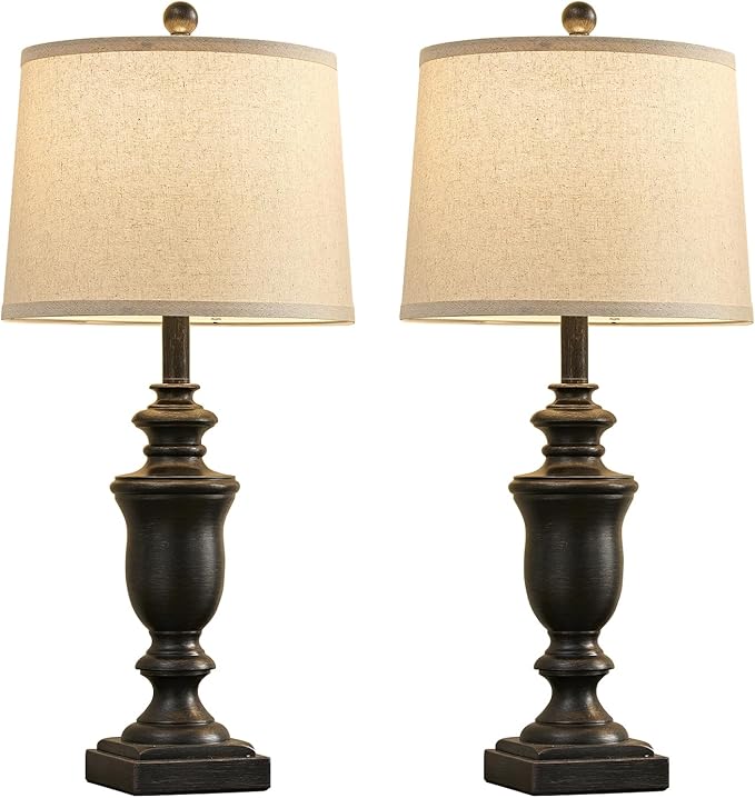 27.5" Vintage Farmhouse Table Lamps Set of 2 Bedside Lamp, 3 Way Dimmable - Image 8