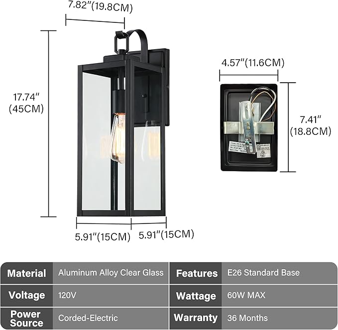 Pia Ricco Large Size Outdoor Wall Lights, 18 Inch Oversized Matte Black - Image 5