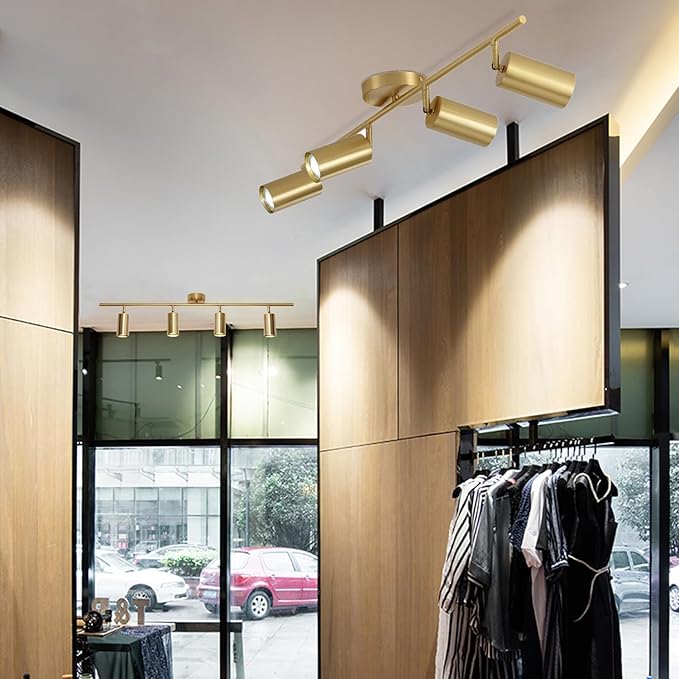 BOKT Modern Gold 4-Lights LED Track Lighting Kit Brushed Brass Flush Mount - Image 4