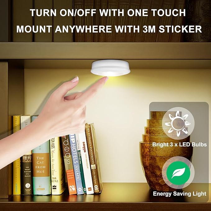 LUXSWAY Puck Lights, LED Tap Light Battery Operated, Stick On, Mini Night Touch - Image 3