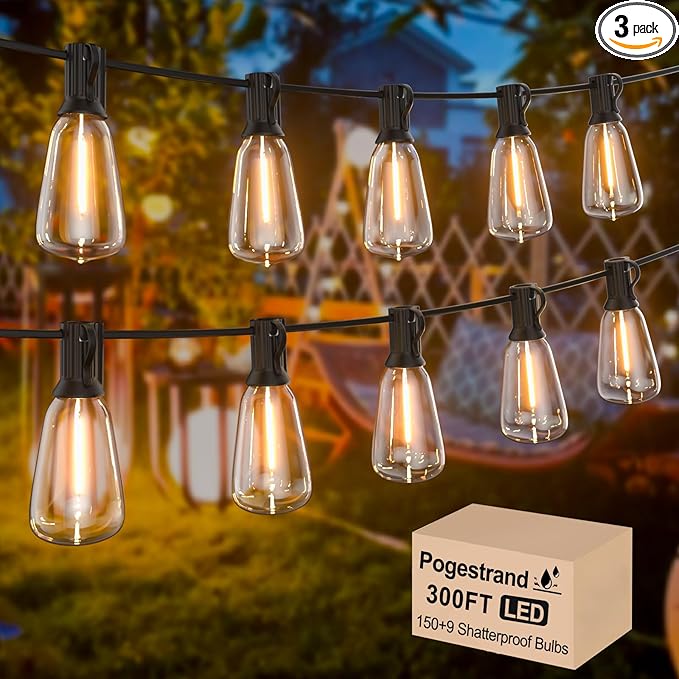 Outdoor String Lights 300ft Waterproof Shatterproof Patio String Lights by Pogestrand