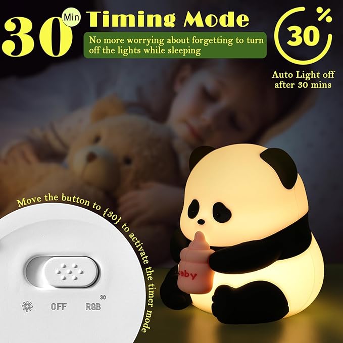 Cute Panda Night Light, LED Squishy Novelty Animal Night Lamp, Food Grade - Image 4