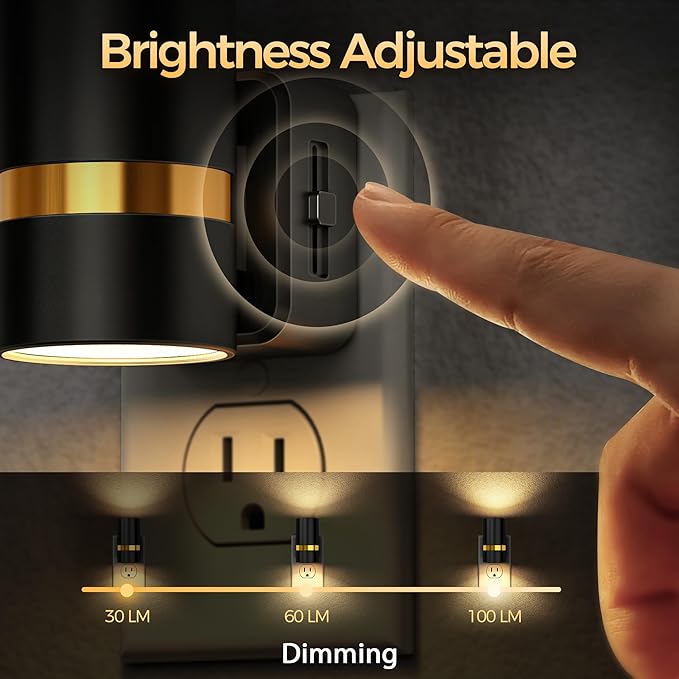 DORESshop LED Night Lights Plug into Wall, 2 Pack, Slide Brightness Adjustable - Image 2