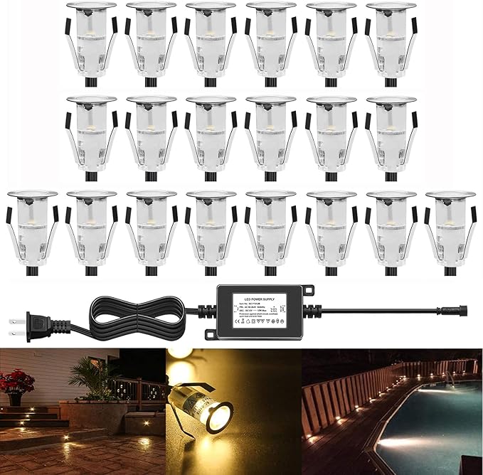 0.7" Tiny Recessed LED Deck Lighting Kits 12V Warm White Waterproof IP67 by QACALEDOutdoorRecessedDeckLightingKits