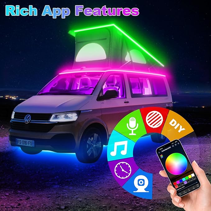 RV Awning LED Light Strip, 12V RGB Waterproof Underglow Led Light kit, Camper - Image 5