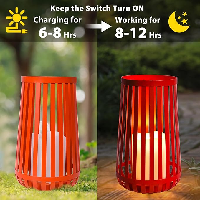Afirst Solar Lanterns Outdoor, Candle Solar Lights Waterproof Decorative - Image 4