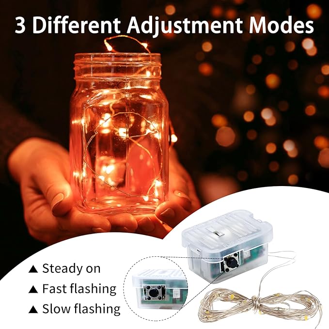 100 Pack Fairy Lights 7Ft 20 LED Twinkle String Lights Battery Operated - Image 3