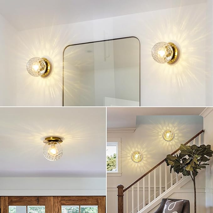 Modern Glass Globe Wall Sconce: Gold Spherical Sconces Light - Image 8