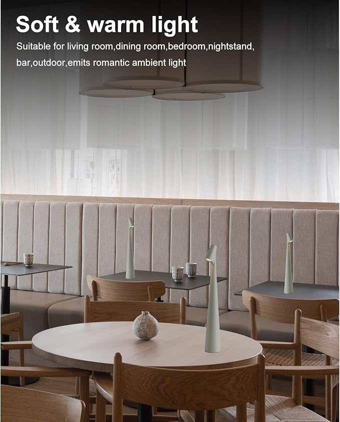 Cordless Small Table Lamps Set of 2, 3 Levels Brightness Portable Desk Lamp - Image 3