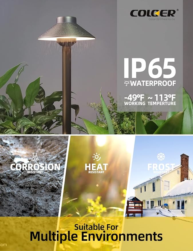 COLOER Brass Low Voltage Pathway Lights Wired 4-Pack - Image 5