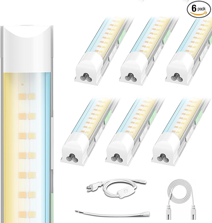 6 Pack Dimmable 4FT Led Shop Lights, 30W 3900LM 3000-6500K Tunable, T8 Led by Zi-Zohnson
