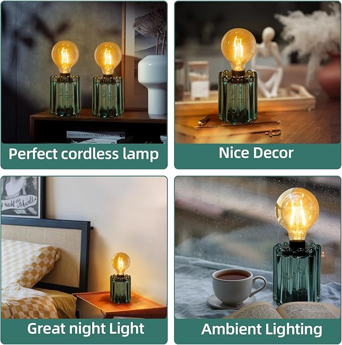 Set of 2 Battery Operated Table Lamp, Battery Powered Cordless Lamp - Image 2