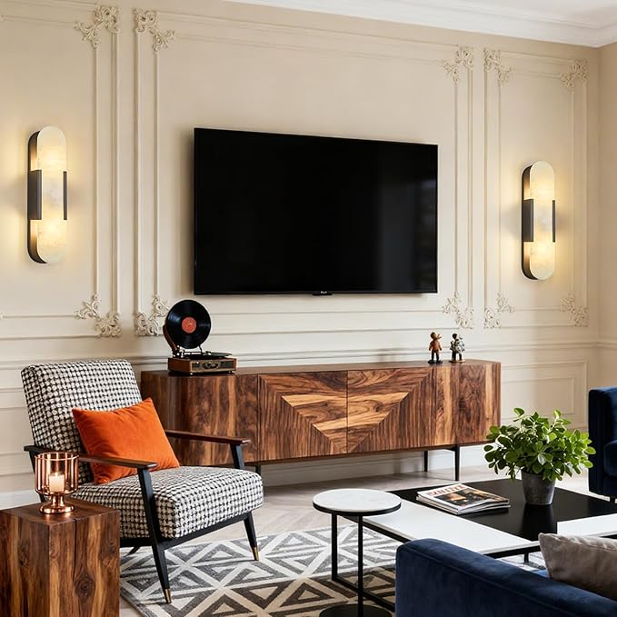 Alabaster Wall Sconce, Modern Natural Marble Wall Sconces - Image 9