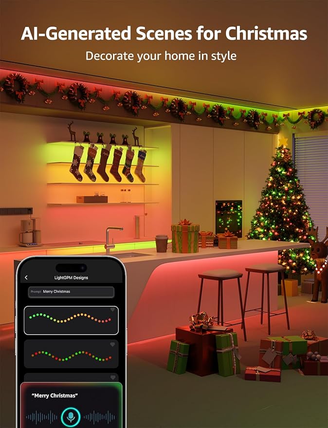 Lepro S1 AI LED Strip Lights for Christmas Decorations, 50ft Smart RGB Light - Image 5