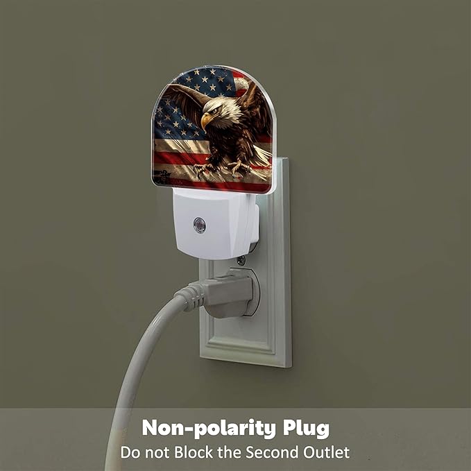 American Flag with Eagle Night Light Plug into Wall, Retro The USA Flag - Image 4