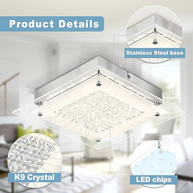 Square Flush Mount Dimmable Light Fixtures - 11IN Kitchen - Image 6
