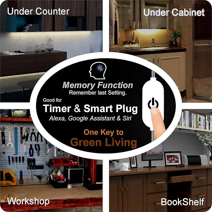 EBD LED Under Cabinet Lights Hardwired Built-in Adjustable Cable Midway Input - Image 5