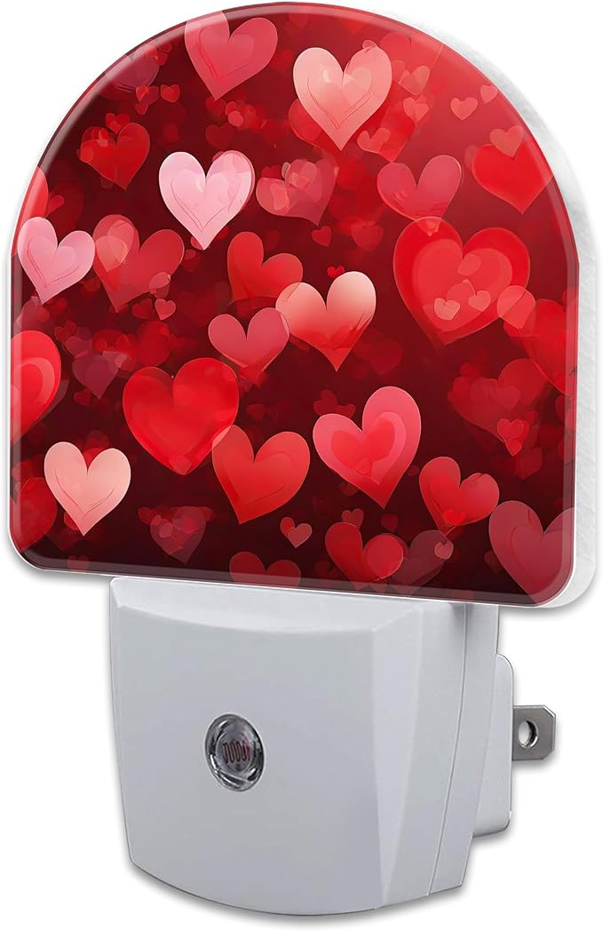 Red Love Hearts Night Light Plug into Wall, Romantic Sweet Red Heart Dusk to by sndheke