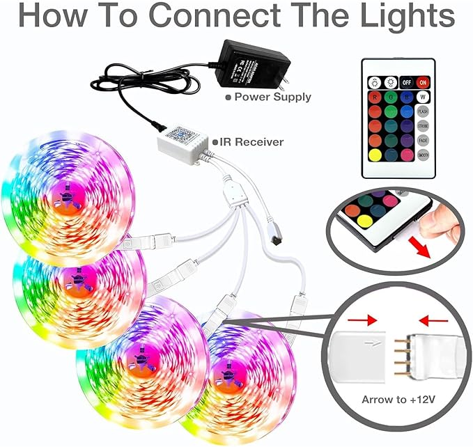 phopollo Bluetooth 24V Led Strip Lights 400ft, Color Changing LED Lights - Image 3