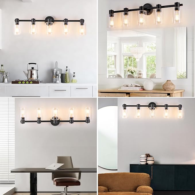 5 Light Bathroom Wall Light Fixtures Black Bathroom Wall Sconce - Image 7