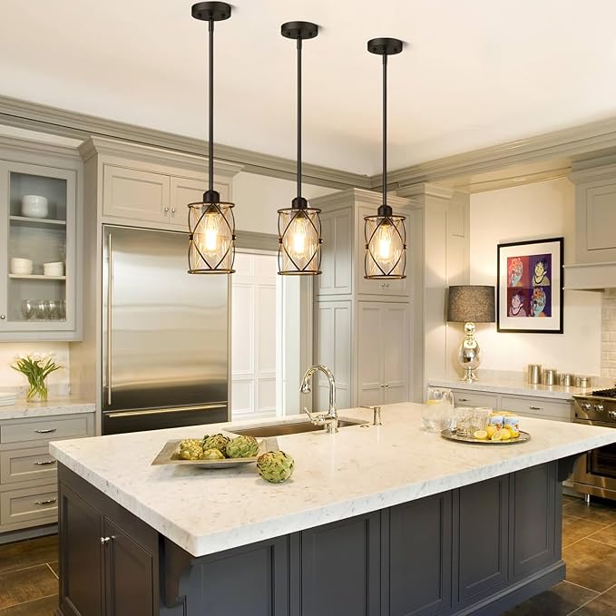 Glass Pendant Lights Kitchen Island 3 Pack, Modern Mini Hanging Light - Image 5
