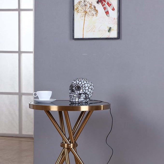 Bieye L10649 Skull Tiffany Style Stained Glass Accent Table Lamp Night Light - Image 7