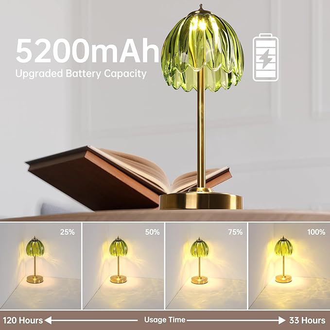 Tulip Table Lamp with 5000mAh Battery & Touch Control, Small Cordless Table - Image 2