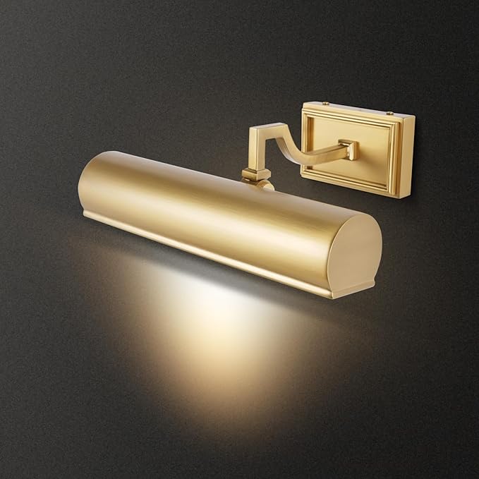 12in Brass Picture Light, 270° Rotatable Gold Wall Sconce Hardwired, 2-Light by AUDOSY