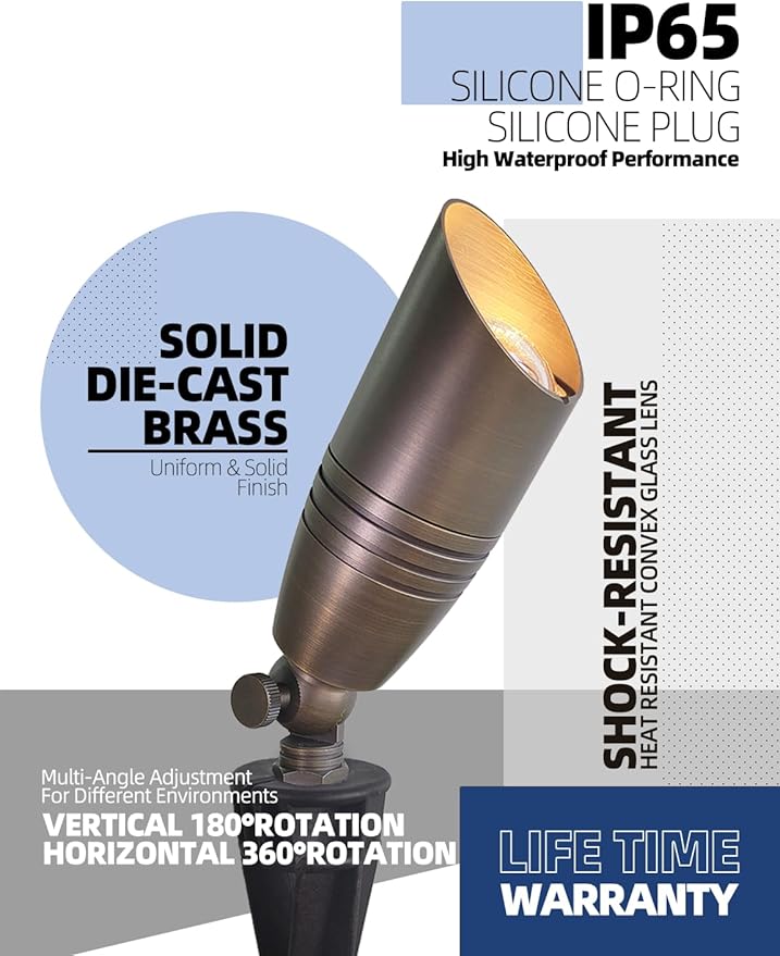MALORY Brass Landscape Spotlights 6-Pack - Image 3