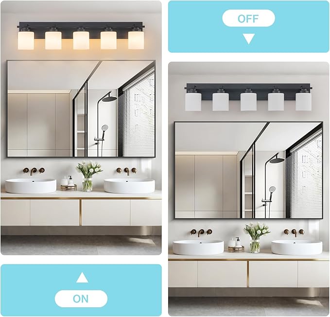 5 Light Modern Bathroom Light Fixtures Over Mirror, E26 Socket - Image 7