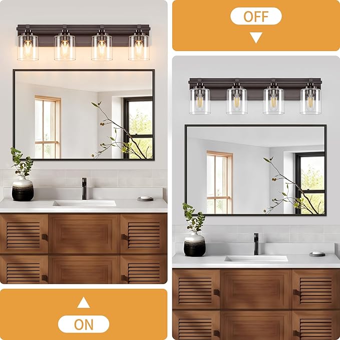 4 Light Modern Bathroom Light Fixtures Over Mirror, Bronze Finish Vanity Lights - Image 7