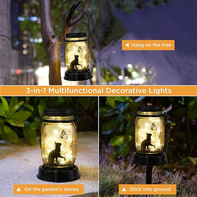 Styleonme Outdoor Solar Lanterns, Cat Lovers Gifts, Mother's Day Lantern Gifts - Image 2