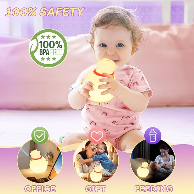 Cat Night Light for Nursery, Silicone Rechargeable Night Light - Image 5