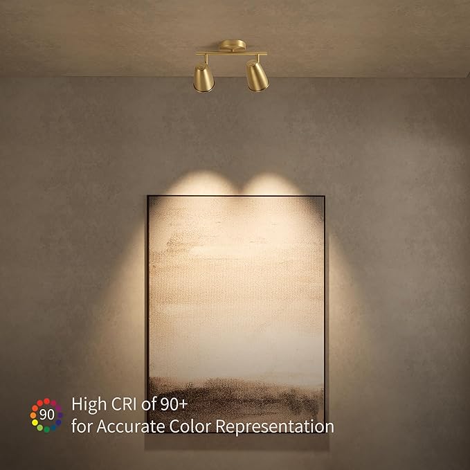 Aisilan LED 2-Light Track Lighting Fixtures Ceiling, Brushed Gold GU10 Track - Image 4